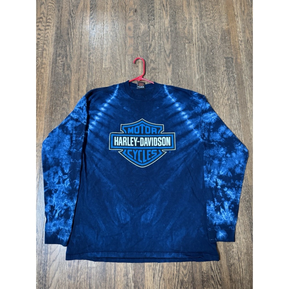 Vintage Harley Davidson Tie Dye Long Sleeve Shirt XL Moore OK Made In USA 2000